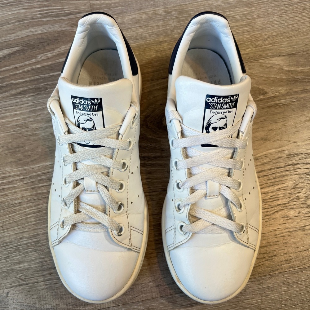 Adidas Stan Smith Primegreen White Navy Blue Sneakers Q47224 Womens 5.5